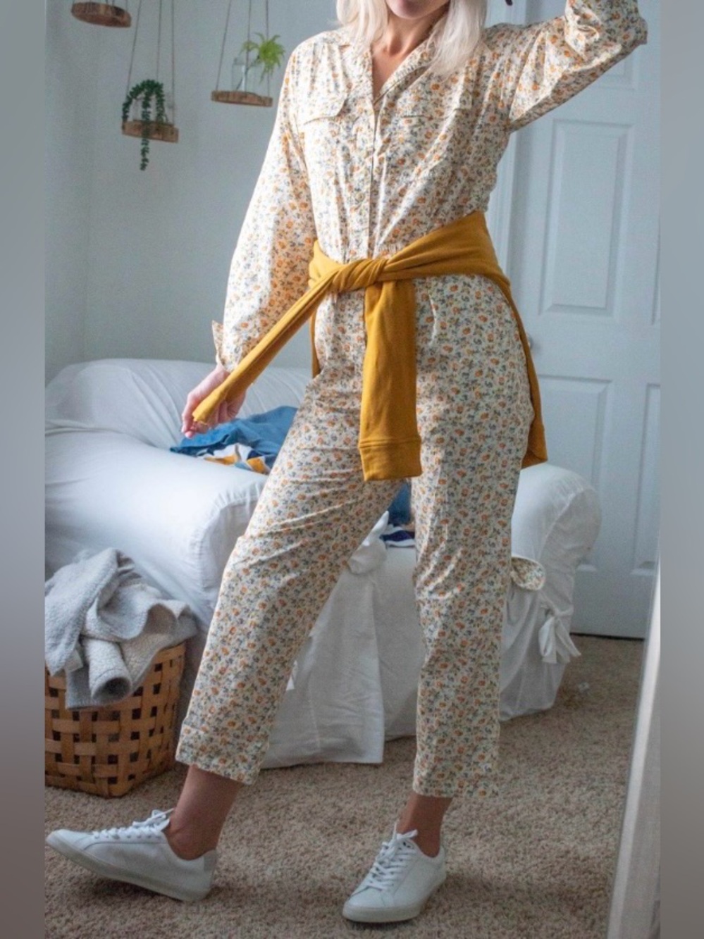Lou & Grey Ditsy Floral Print Long Sleeve Utility Boilersuit Jumpsuit size S
